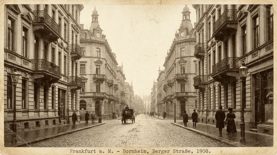 Historische Aufnahme: Frankfurt am Main, Bornheim, Berger Straße, 1908.